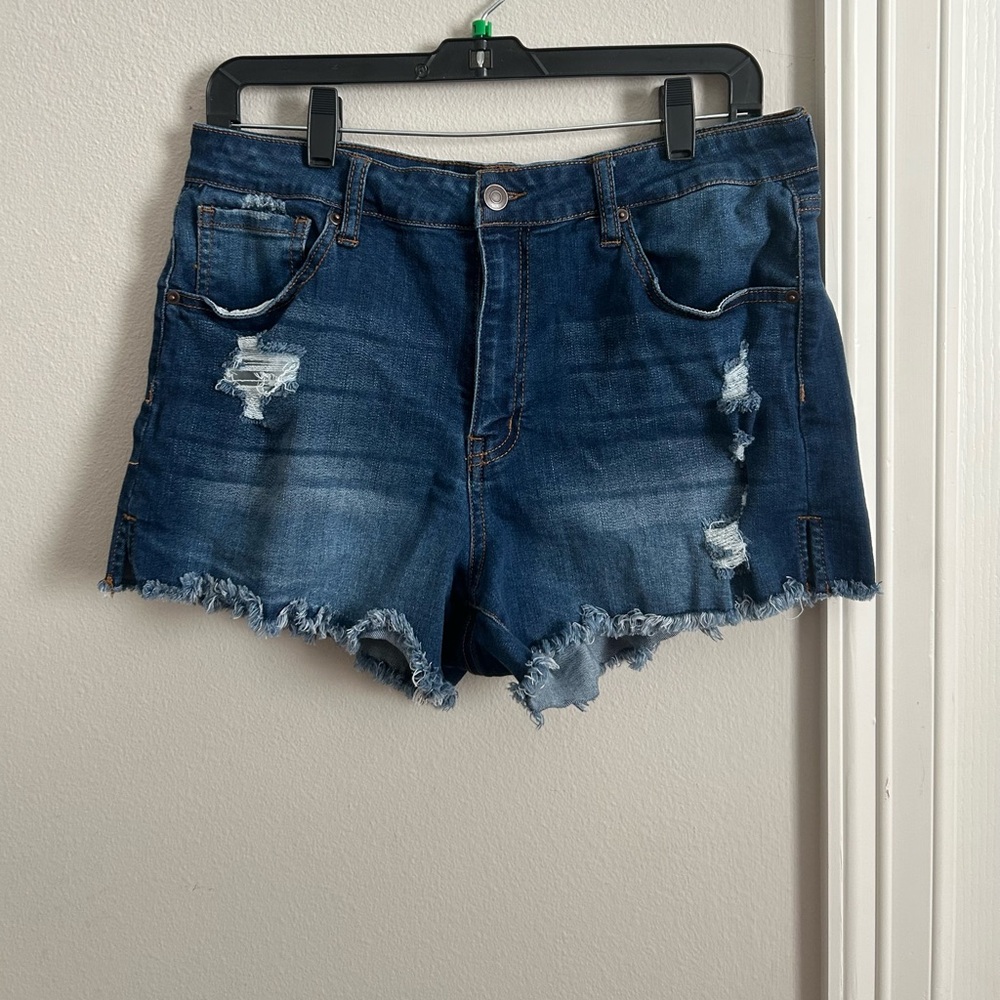 Distressed Denim Blue Women's Shorts